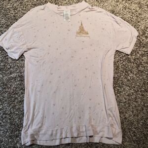 Disney 50th Anniversary Thin Pink Gold Castle Stars Shirt L Large